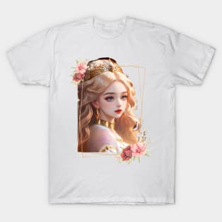 a girl with long blonde hair and a crown T-Shirt